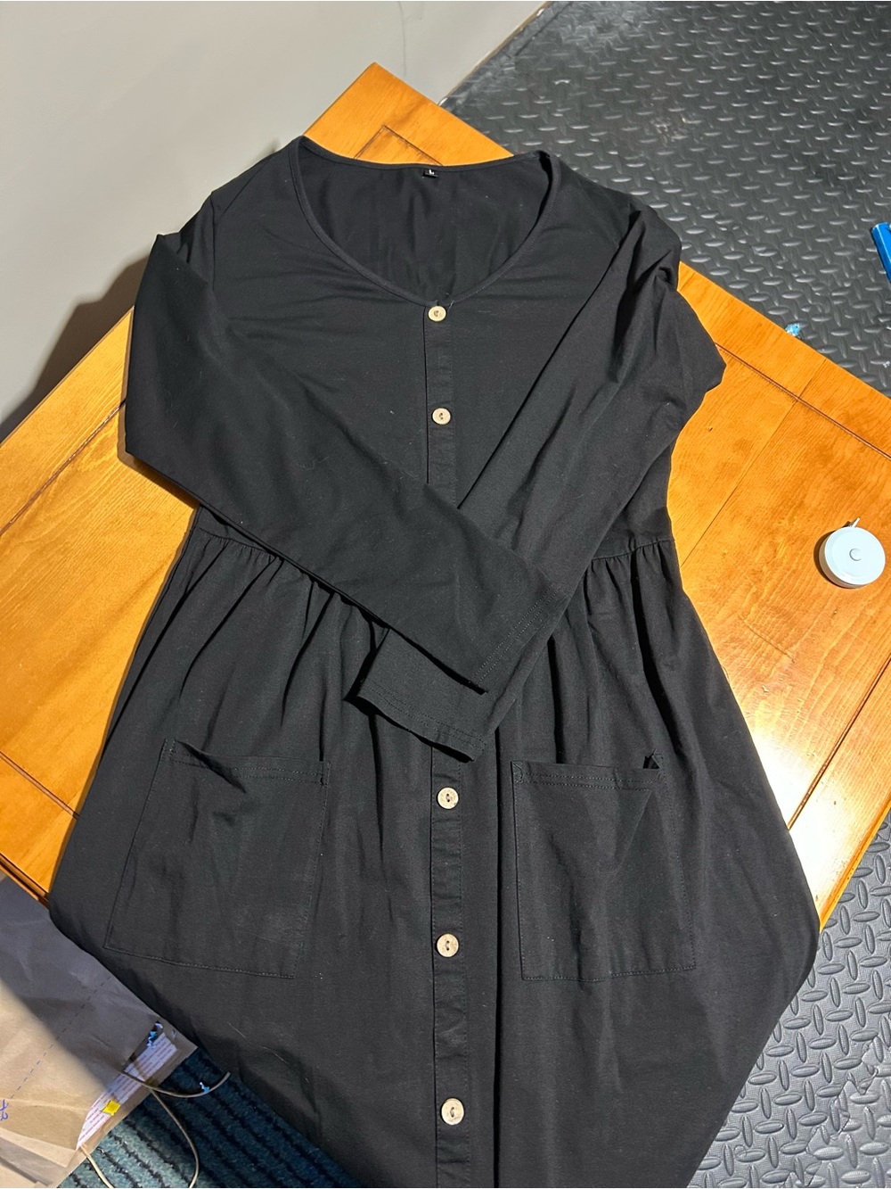 (3/$10) Black Women’s Button-Front Dress with Pockets
